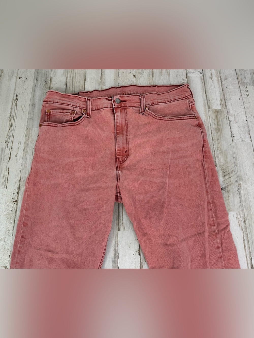 Levis 502 Pants Jeans Men 36x26 Denim Stretch Pink Straight - Picture 3 of 11
